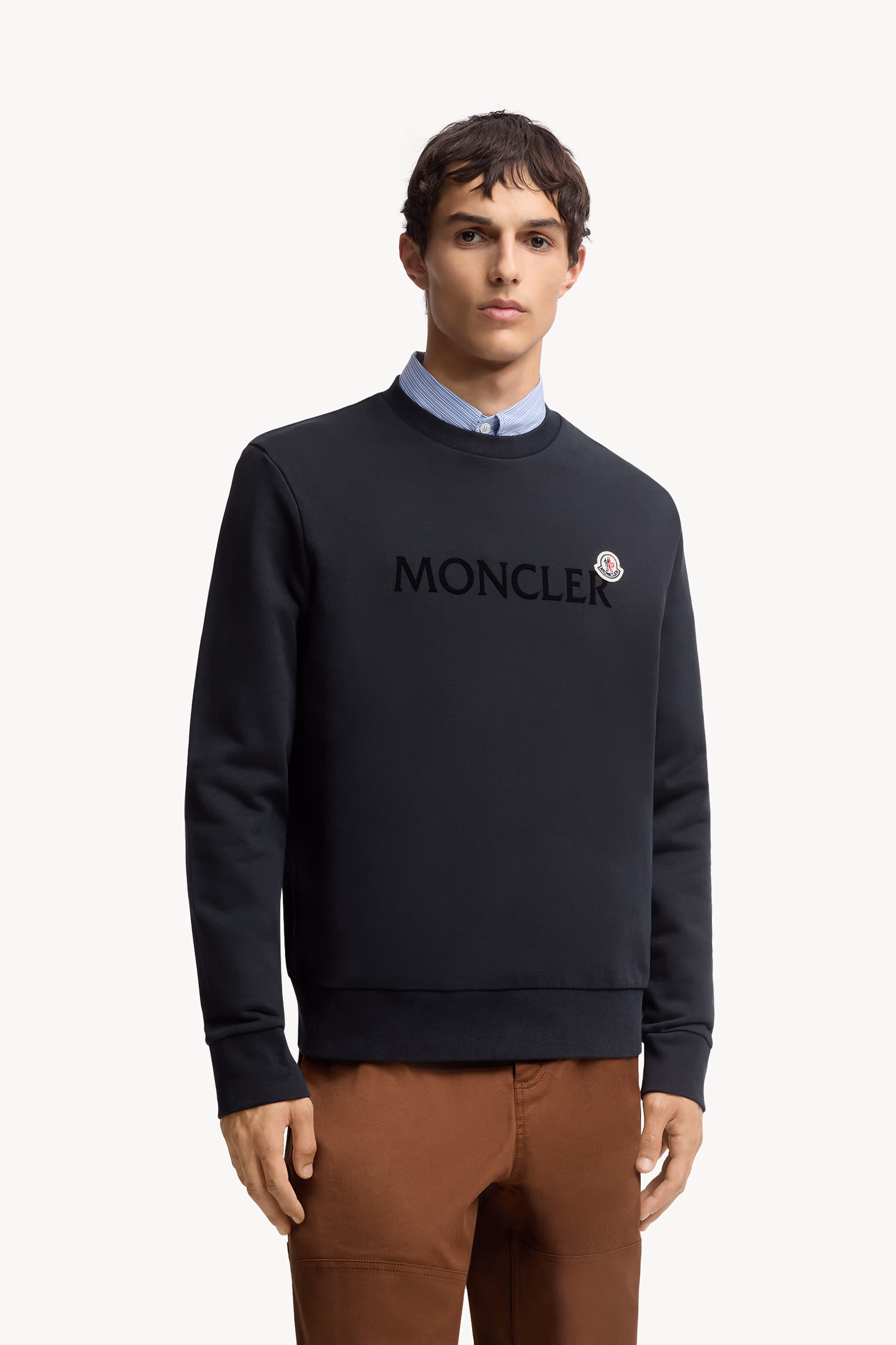 Sweat en coton avec logo Hommes Bleu Nuit Moncler 3